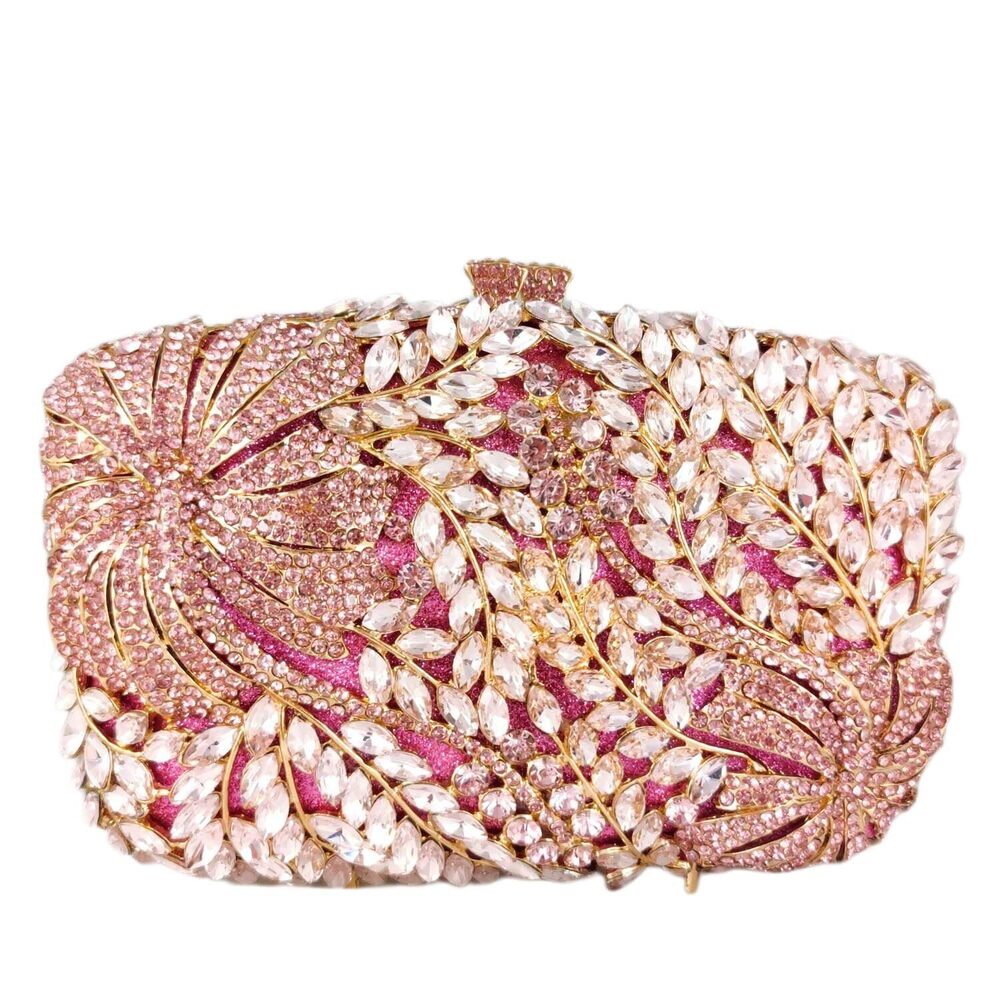 3421 Flower Evening Bags Formal Party Floral Crystal Clutch Handbags Bridal